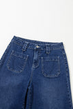Sail Blue High Waist Wide Leg Jeans With Patch Pockets