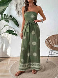 Stylish Printed Wide : Leg Tube Jumpsuit