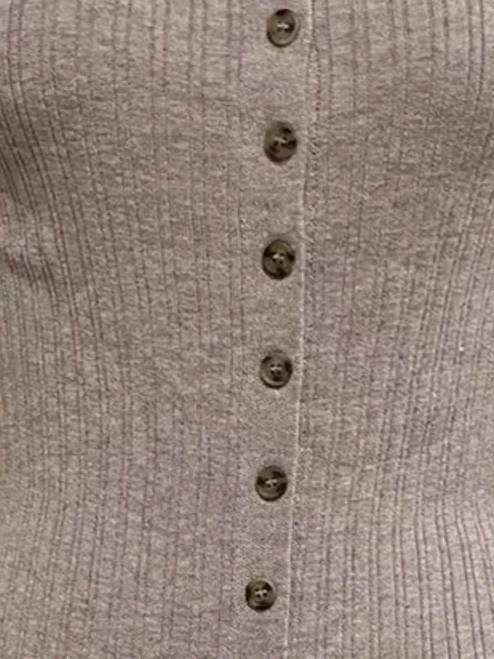 Stylish Ribbed Button-Front : Bodycon Dress