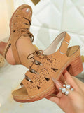 Stylish Block Heel Sandals : With Laces