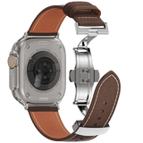 Affordable Genuine Leather Butterfly Buckle Band for Apple Watch - Wear with style