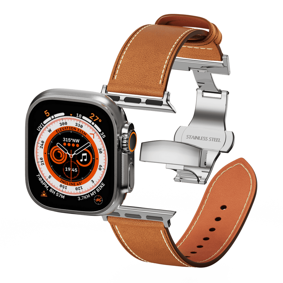 Affordable Genuine Leather Butterfly Buckle Band for Apple Watch - Wear with style