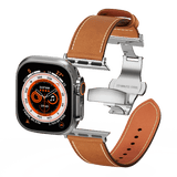 Affordable Genuine Leather Butterfly Buckle Band for Apple Watch - Wear with style