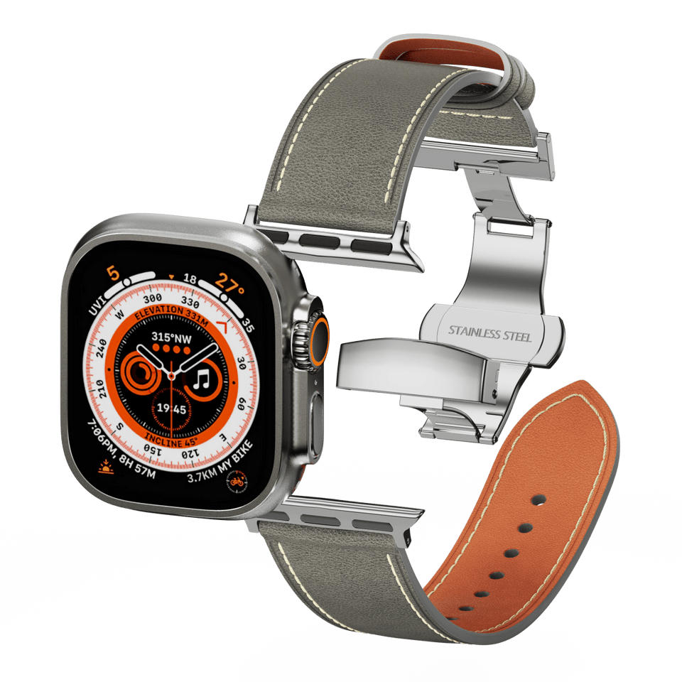 Affordable Genuine Leather Butterfly Buckle Band for Apple Watch - Wear with style