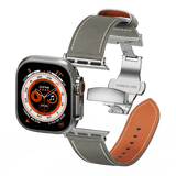 Affordable Genuine Leather Butterfly Buckle Band for Apple Watch - Wear with style