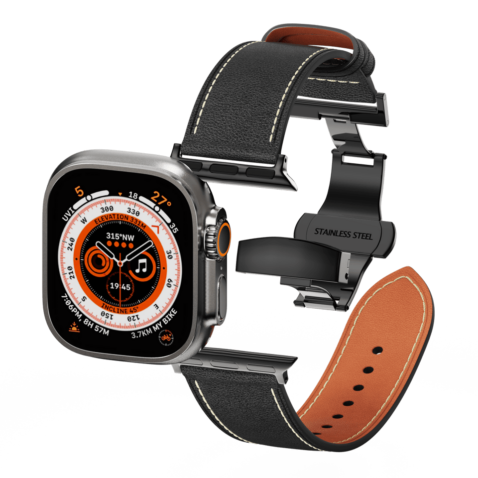 Affordable Genuine Leather Butterfly Buckle Band for Apple Watch - Wear with style