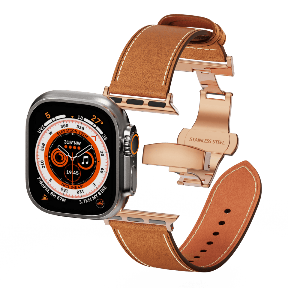 Affordable Genuine Leather Butterfly Buckle Band for Apple Watch - Wear with style