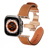 Affordable Genuine Leather Butterfly Buckle Band for Apple Watch - Wear with style