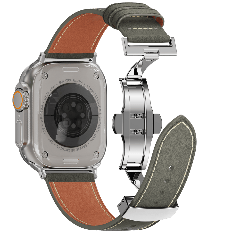 Affordable Genuine Leather Butterfly Buckle Band for Apple Watch - Wear with style