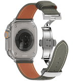 Affordable Genuine Leather Butterfly Buckle Band for Apple Watch - Wear with style