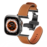 Affordable Genuine Leather Butterfly Buckle Band for Apple Watch - Wear with style