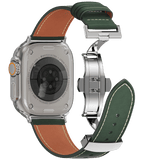 Affordable Genuine Leather Butterfly Buckle Band for Apple Watch - Wear with style