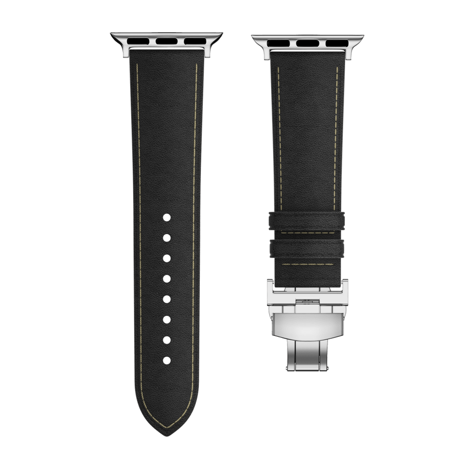 Affordable Genuine Leather Butterfly Buckle Band for Apple Watch - Wear with style