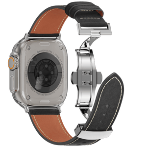 Affordable Genuine Leather Butterfly Buckle Band for Apple Watch - Wear with style
