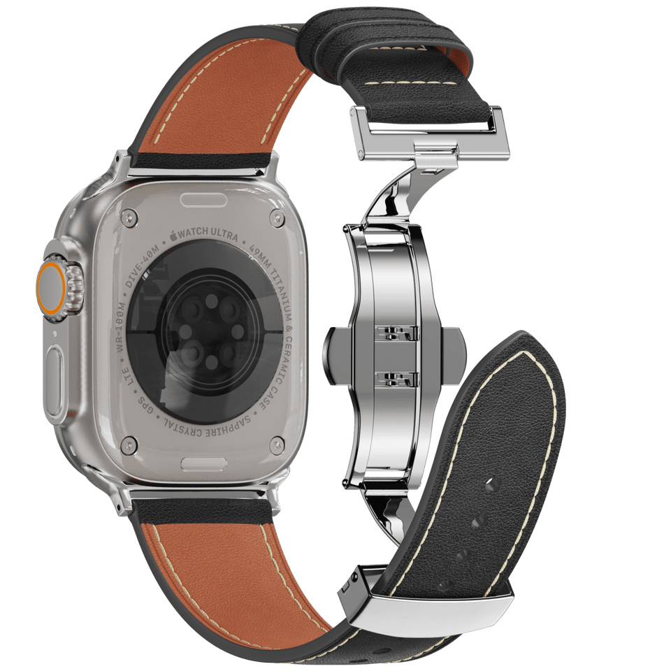 Affordable Genuine Leather Butterfly Buckle Band for Apple Watch - Wear with style