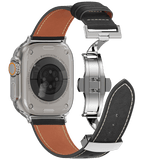 Affordable Genuine Leather Butterfly Buckle Band for Apple Watch - Wear with style