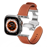 Affordable Genuine Leather Butterfly Buckle Band for Apple Watch - Wear with style