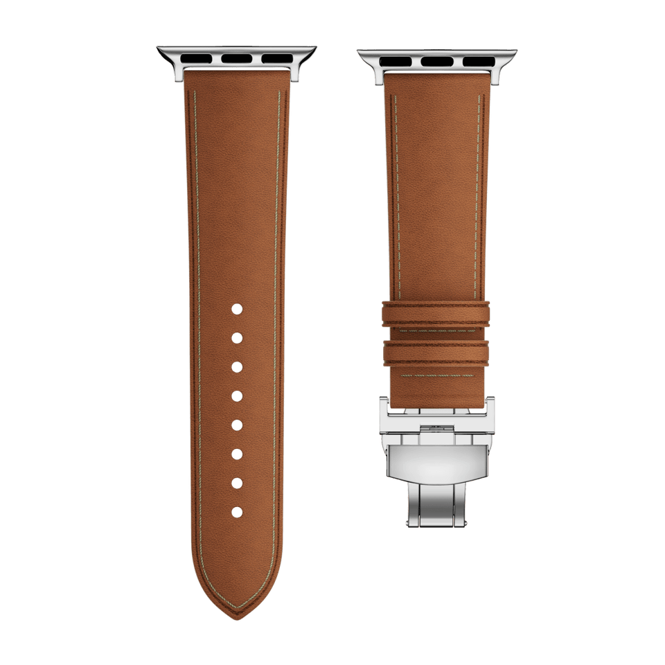 Affordable Genuine Leather Butterfly Buckle Band for Apple Watch - Wear with style