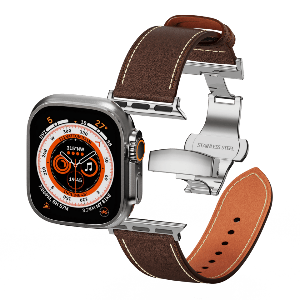 Affordable Genuine Leather Butterfly Buckle Band for Apple Watch - Wear with style
