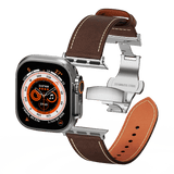 Affordable Genuine Leather Butterfly Buckle Band for Apple Watch - Wear with style