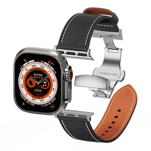 Affordable Genuine Leather Butterfly Buckle Band for Apple Watch - Wear with style