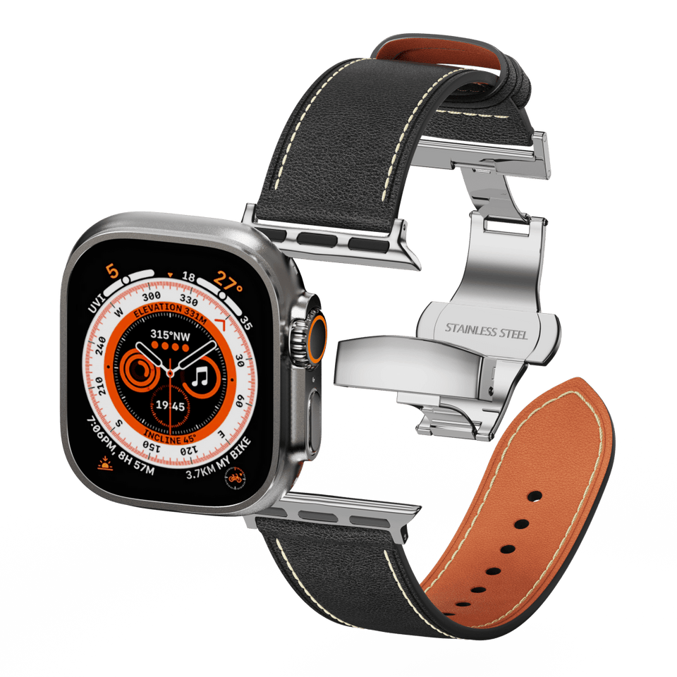 Affordable Genuine Leather Butterfly Buckle Band for Apple Watch - Wear with style