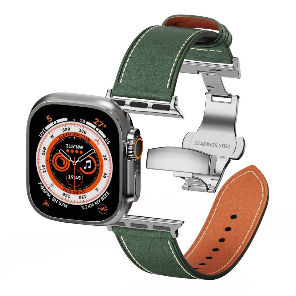 Affordable Genuine Leather Butterfly Buckle Band for Apple Watch - Wear with style