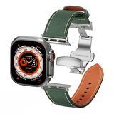 Affordable Genuine Leather Butterfly Buckle Band for Apple Watch - Wear with style
