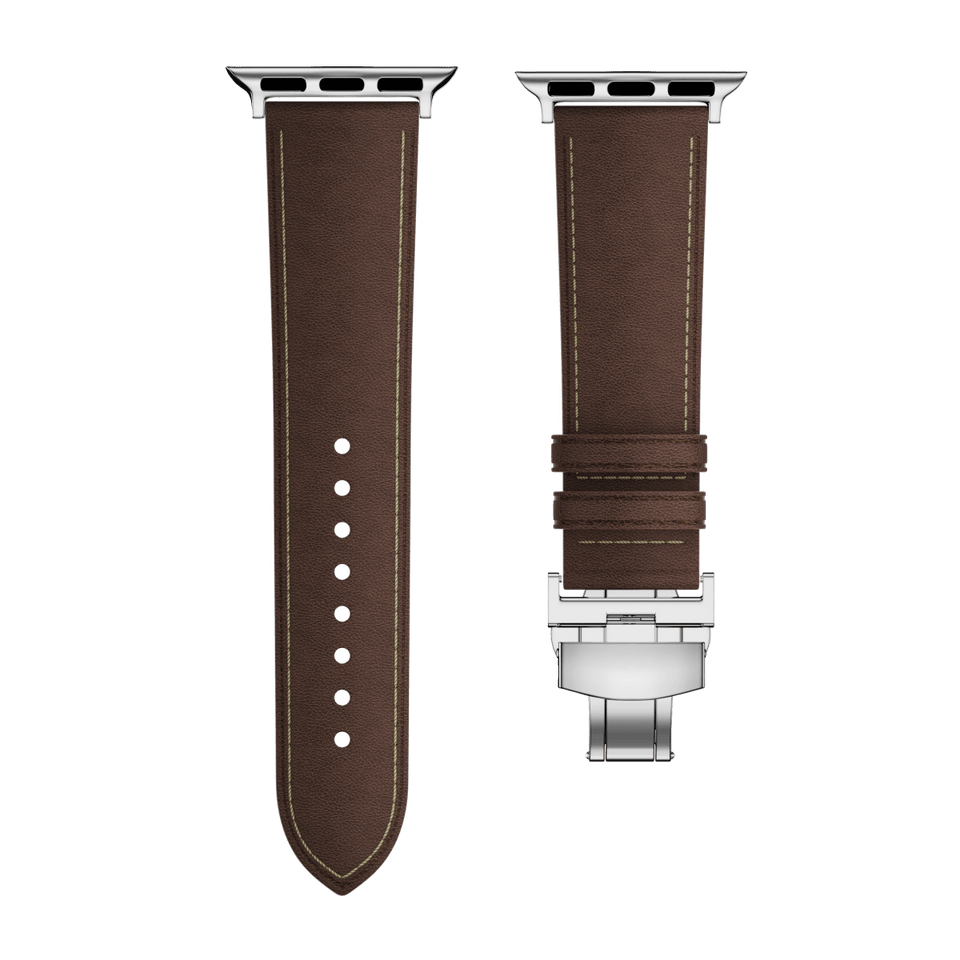 Affordable Genuine Leather Butterfly Buckle Band for Apple Watch - Wear with style