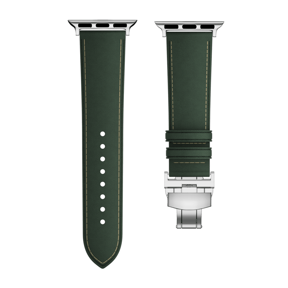 Affordable Genuine Leather Butterfly Buckle Band for Apple Watch - Wear with style