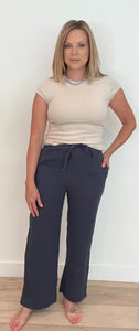 Afternoon Cotton Pants-Navy-Final Sale - Wear with style