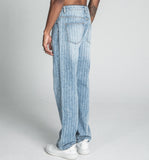 AJ01L - 2 CLASSIC BLUE THREAD LINE LOOSE JEANS - Wear with style