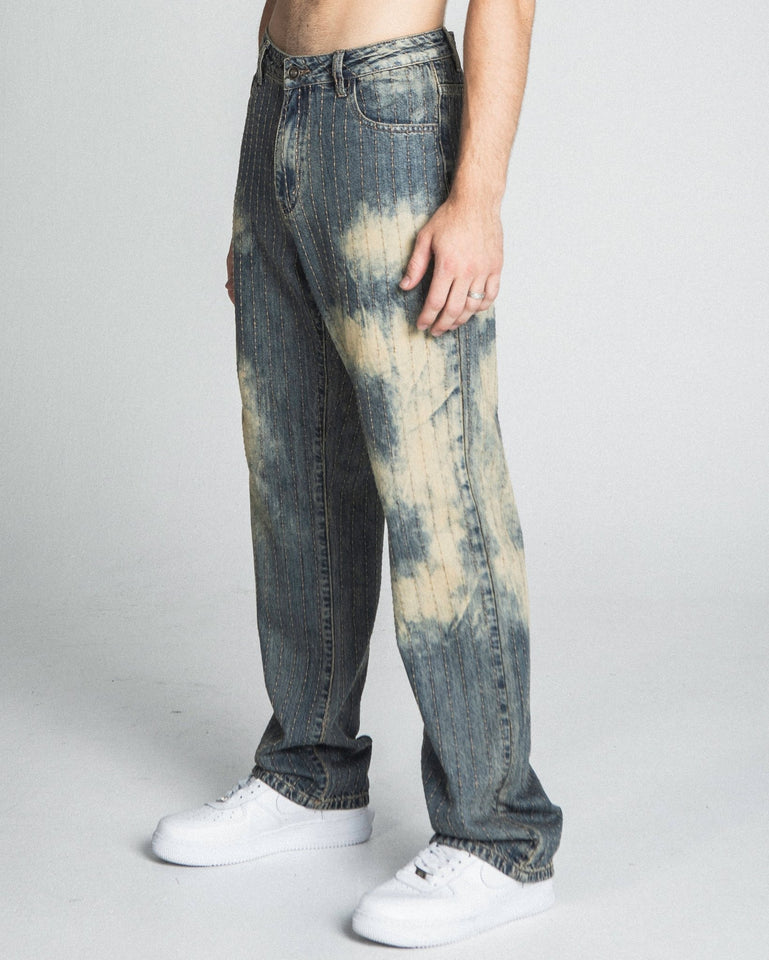 AJ01L - 3 VINTAGE THREAD LINE LOOSE JEANS - Wear with style