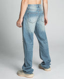 AJ02L RIPPED BLUE THREAD LOOSE JEANS - Wear with style