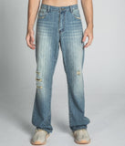 AJ02L RIPPED BLUE THREAD LOOSE JEANS - Wear with style
