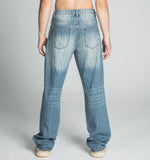 AJ02L RIPPED BLUE THREAD LOOSE JEANS - Wear with style