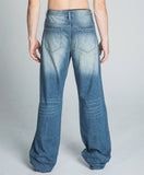 AJ09 - 3 CLASSIC BLUE LIGHTLY DISTRESSED BAGGY JEANS - Wear with style