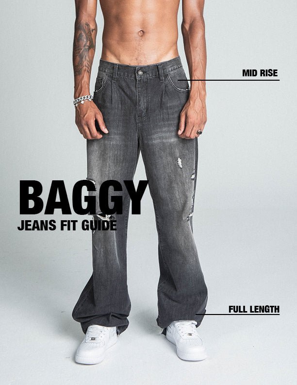 AJ09B - 2 BLACK DISTRESSED BAGGY JEANS - Wear with style
