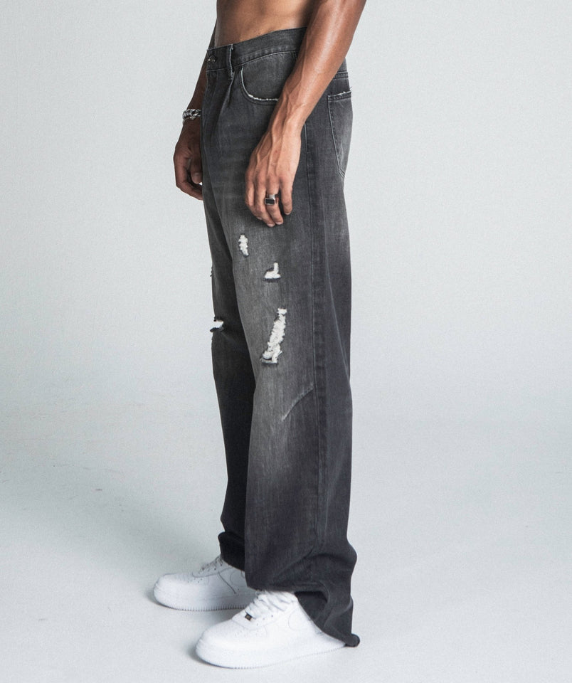 AJ09B - 2 BLACK DISTRESSED BAGGY JEANS - Wear with style