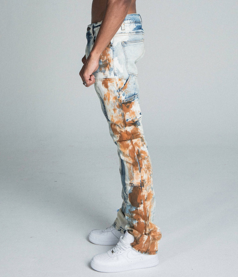 AJ19SK OIL PAINT STACKED JEANS - Wear with style