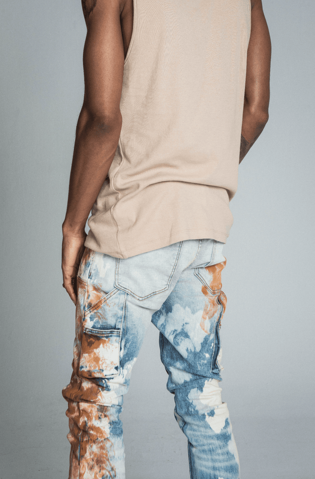 AJ19SK OIL PAINT STACKED JEANS - Wear with style