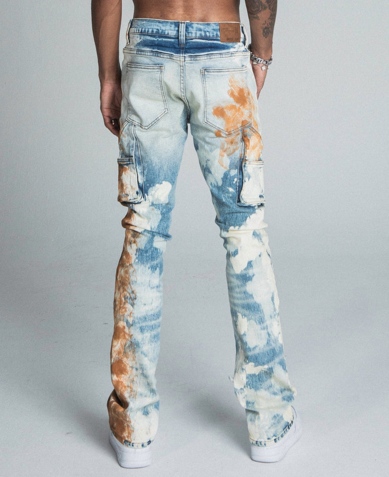 AJ19SK OIL PAINT STACKED JEANS - Wear with style