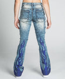 AJ23SK FLAME RHINESTONE STACKED JEANS - Wear with style