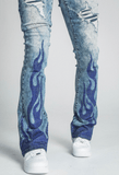 AJ23SK FLAME RHINESTONE STACKED JEANS - Wear with style