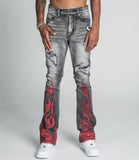 AJ23SK FLAME RHINESTONE STACKED JEANS - Wear with style