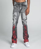 AJ23SK FLAME RHINESTONE STACKED JEANS - Wear with style