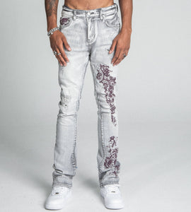AJ27SK LACE FADED WASH STACKED JEANS - Wear with style