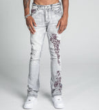 AJ27SK LACE FADED WASH STACKED JEANS - Wear with style