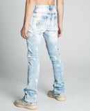 AJ28SK LIGHT BLUE/WHITE PAINT STACKED JEANS - Wear with style