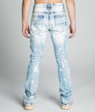AJ28SK LIGHT BLUE/WHITE PAINT STACKED JEANS - Wear with style